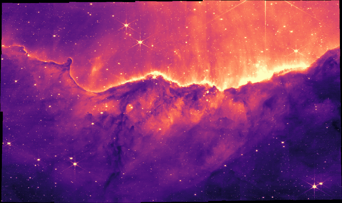 Carina nebula displayed as an image with higher contrast